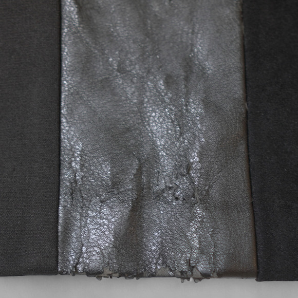 Calvin Klein Sheath Dress Sz 12 Black Leather Panel Edgy Sleeveless Needs Repair - Picture 9 of 13